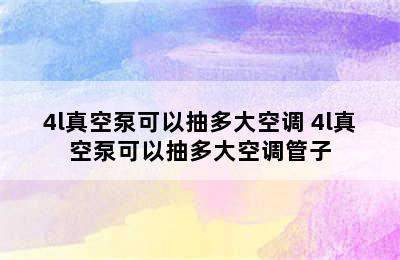 4l真空泵可以抽多大空调 4l真空泵可以抽多大空调管子